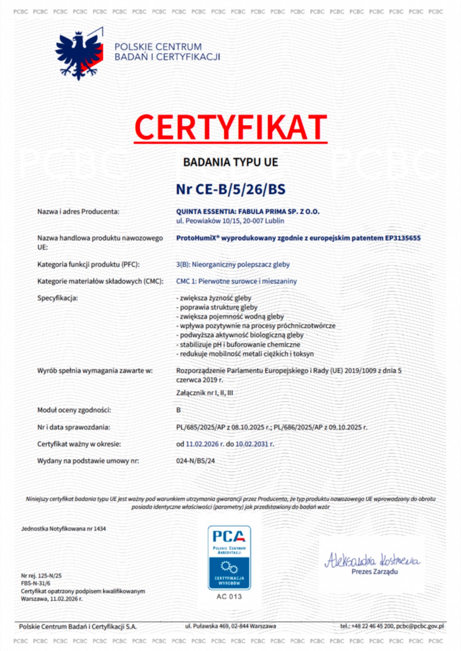 CE — Polepszacz gleby PFC 3(B)